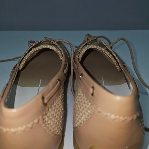 Dolce Vita Darsen Woven Loafer Womens 8 Tan Raffia Lace Up Boat Shoe Casual NEW - Picture 12 of 15
